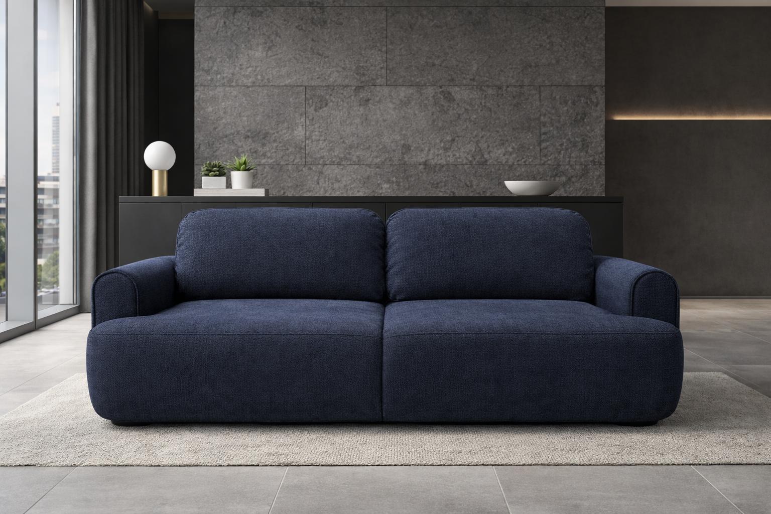 Kanapa z funkcją spania ITALY 250x100x82 cm FLOW trzyosobowa sofa rozkładana ciemnoniebieska nr. 2