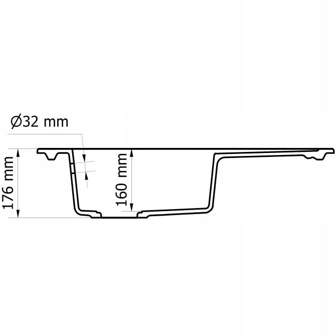 Zlewozmywak granitowy 76x43 cm z syfonem  1 komorowy z ociekaczem czarny do kuchni nr. 4