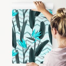 Tapeta Do Salonu Tropikalne LIŚCIE Kwiaty Dekoracja  - Miniaturka zdjęcia nr 5