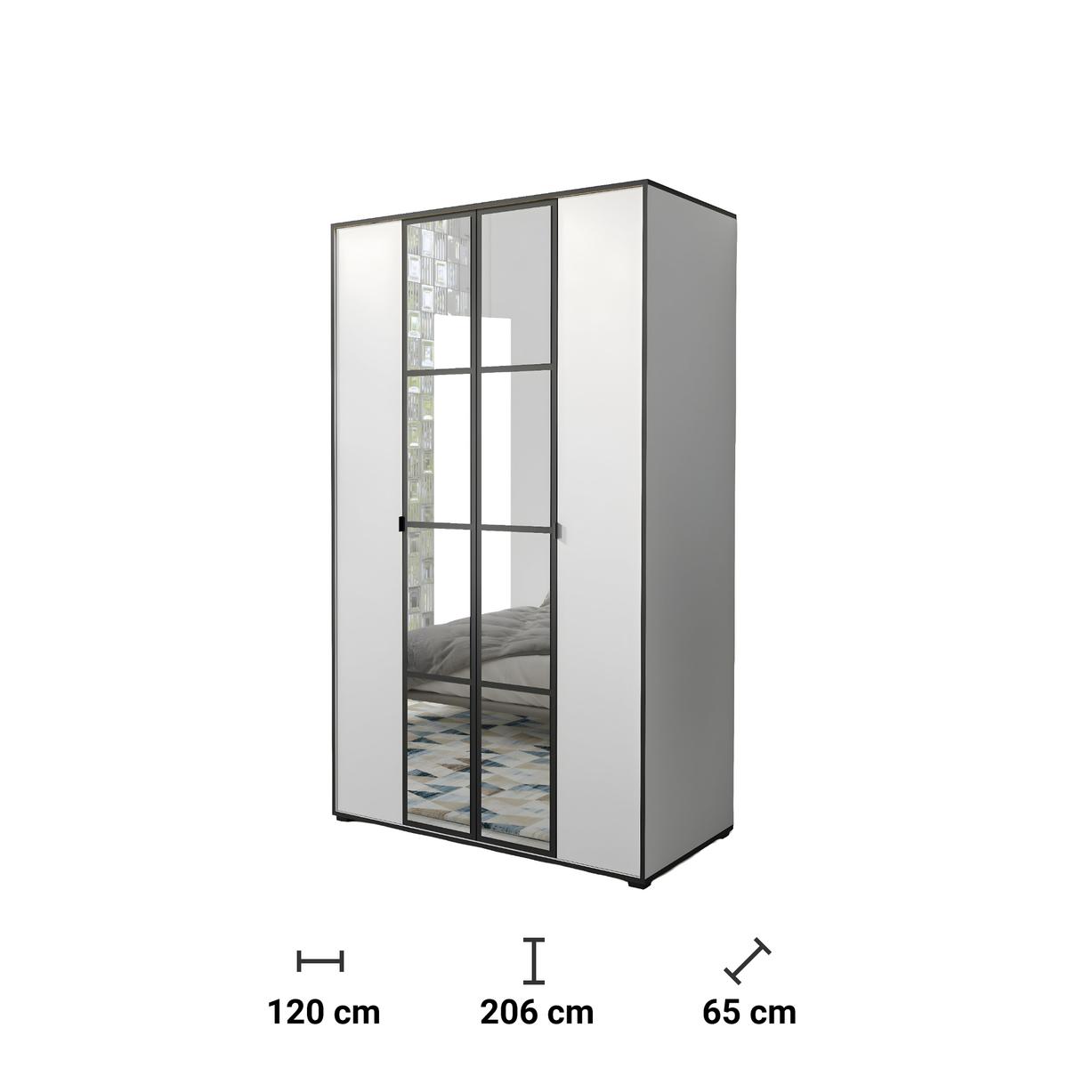 Szafa OSLO I 120 cm z lustrem do sypialni przedpokoju garderoby biały nr. 2