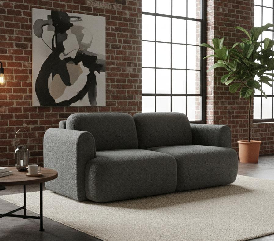 Kanapa rozkładana ITALY 253x110x82 cm sofa z funkcją spania tkanina LOOP ciemnoszara nr. 2