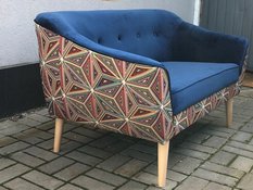 Sofa MELVI 180x74x75 cm trzyosobowa w stylu skandynawskim niebieska do salonu - Miniaturka zdjęcia nr 2