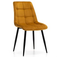 Krzesło CHIC curry tapicerowane welurowe aksamit do jadalni lub salonu 
