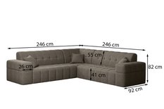 Narożnik NIMES 246x82x246 cm bez funkcji spania do salonu  ciemnoszary - Miniaturka zdjęcia nr 2