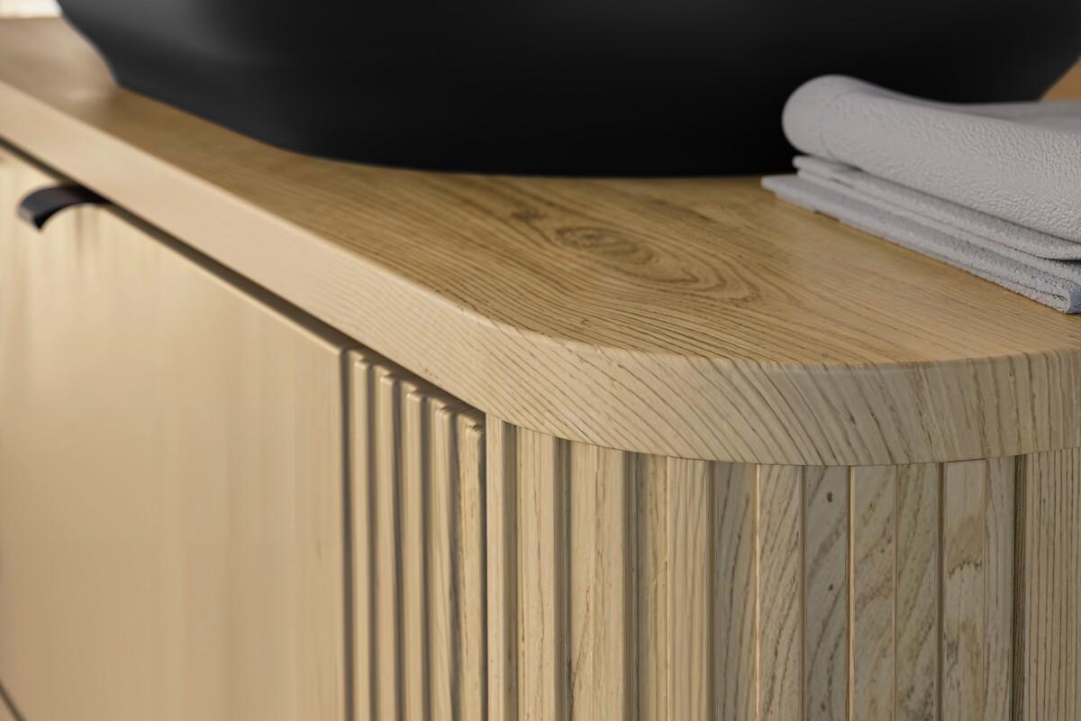 Szafka pod umywalkę 100 cm z blatem Aster White zestaw regał otwarty wisząca gładka biała dąb cremona do łazienki  nr. 7