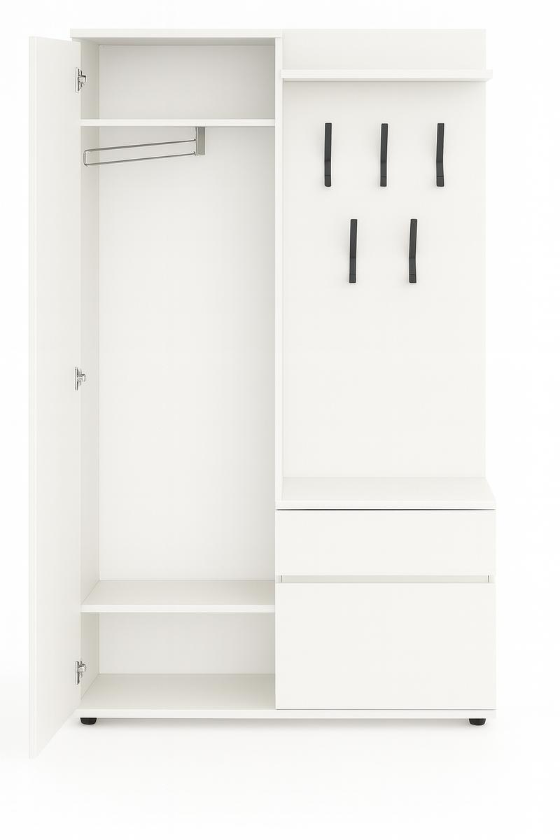 Garderoba do przedpokoju DUO 190x90x40 cm z lustrem wieszakami szafka na buty biała nr. 3