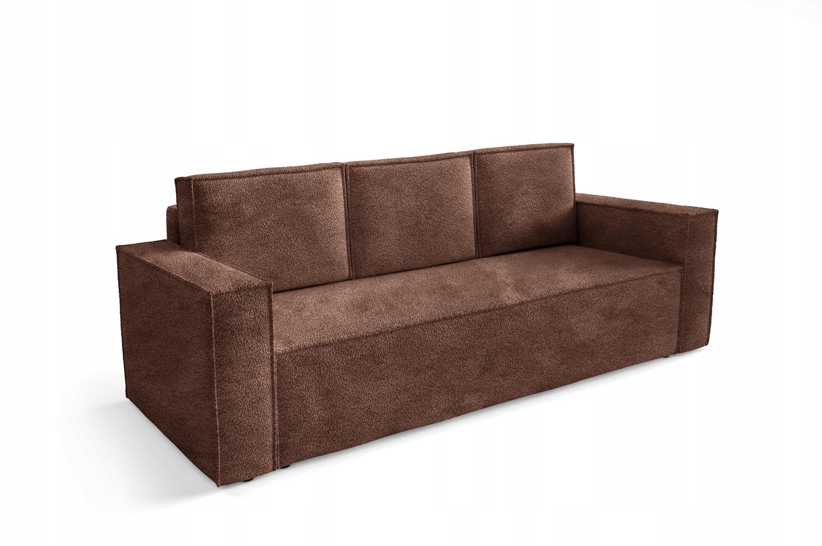 Kanapa CORDA 248x96x93 cm sofa z funkcją spania automat i pojemnik BOUCLE brązowa do salonu nr. 3