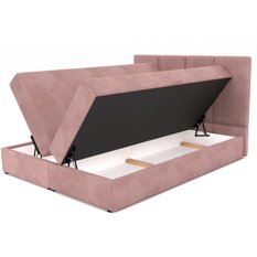 Łóżko kontynentalne 140x200x113 cm tapicerowane podwójne z materacem różowe - Miniaturka zdjęcia nr 12