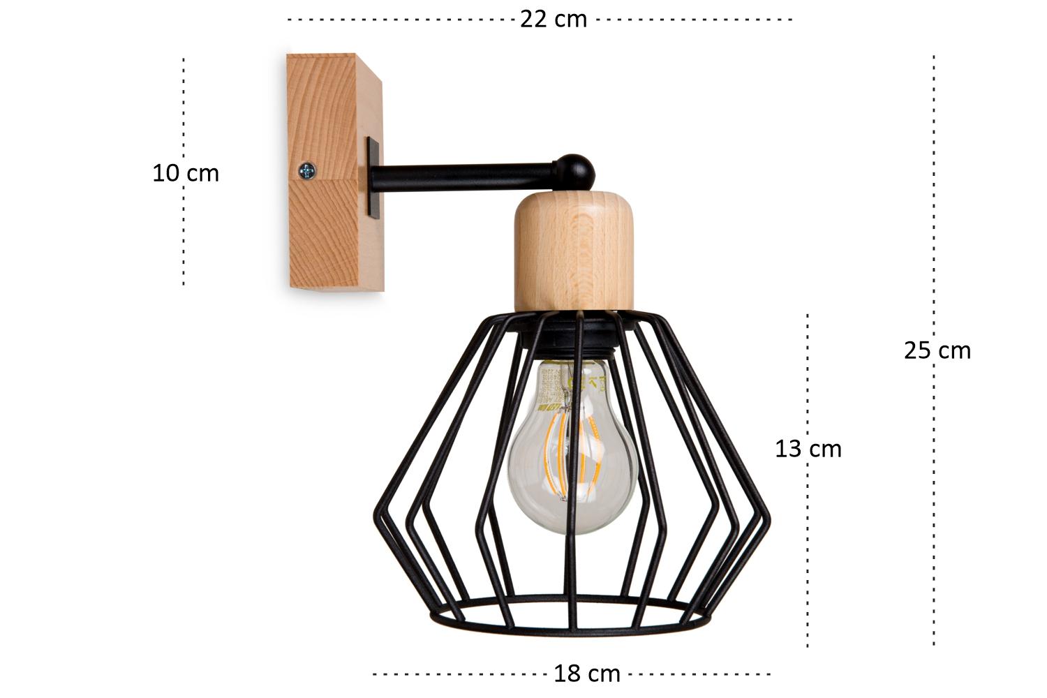 Kinkiet LED 18 x 22 x 25 cm jednopunktowy z litego drewna brąz i czarny do salonu nr. 3