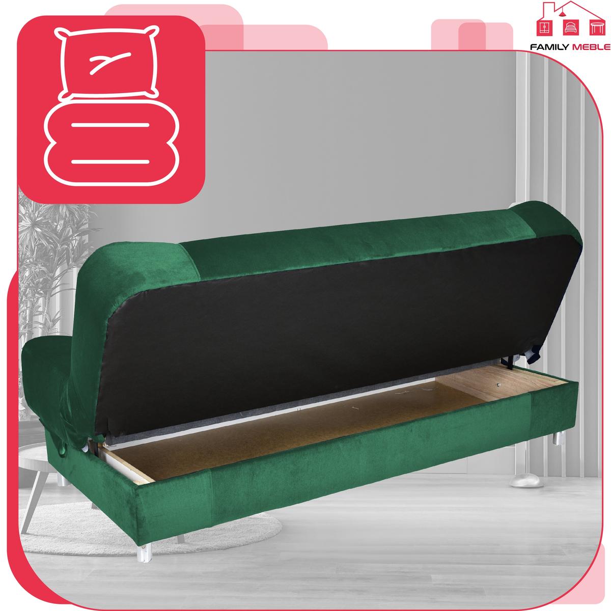 Wersalka SARA 200x95 cm butelkowa zieleń rozkładana kanapa z pojemnikiem sofa do salonu New Velo nr. 6