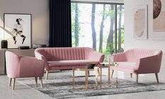 Sofa KAYA 180x70x75  cm trzyosobowa w stylu skandynawskim RIVIERA różowa do salonu - Miniaturka zdjęcia nr 8