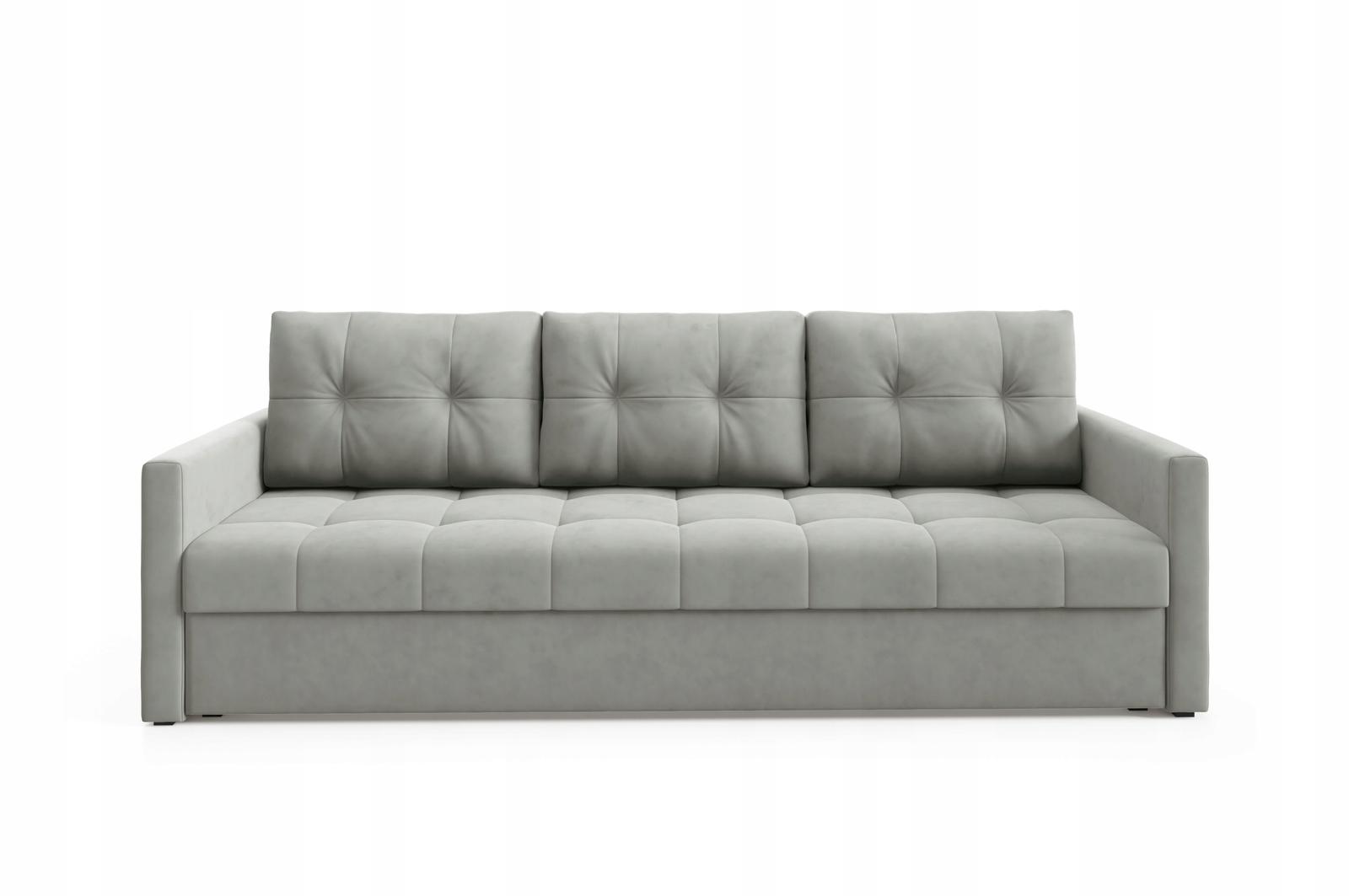 Kanapa IVIO 230x87x86 cm sofa z funkcją spania rozkładana velvet welur jasnoszara do salonu nr. 4