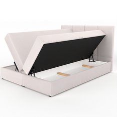 Łóżko kontynentalne 160x200x113 cm tapicerowane podwójne z materacem kremowe - Miniaturka zdjęcia nr 18