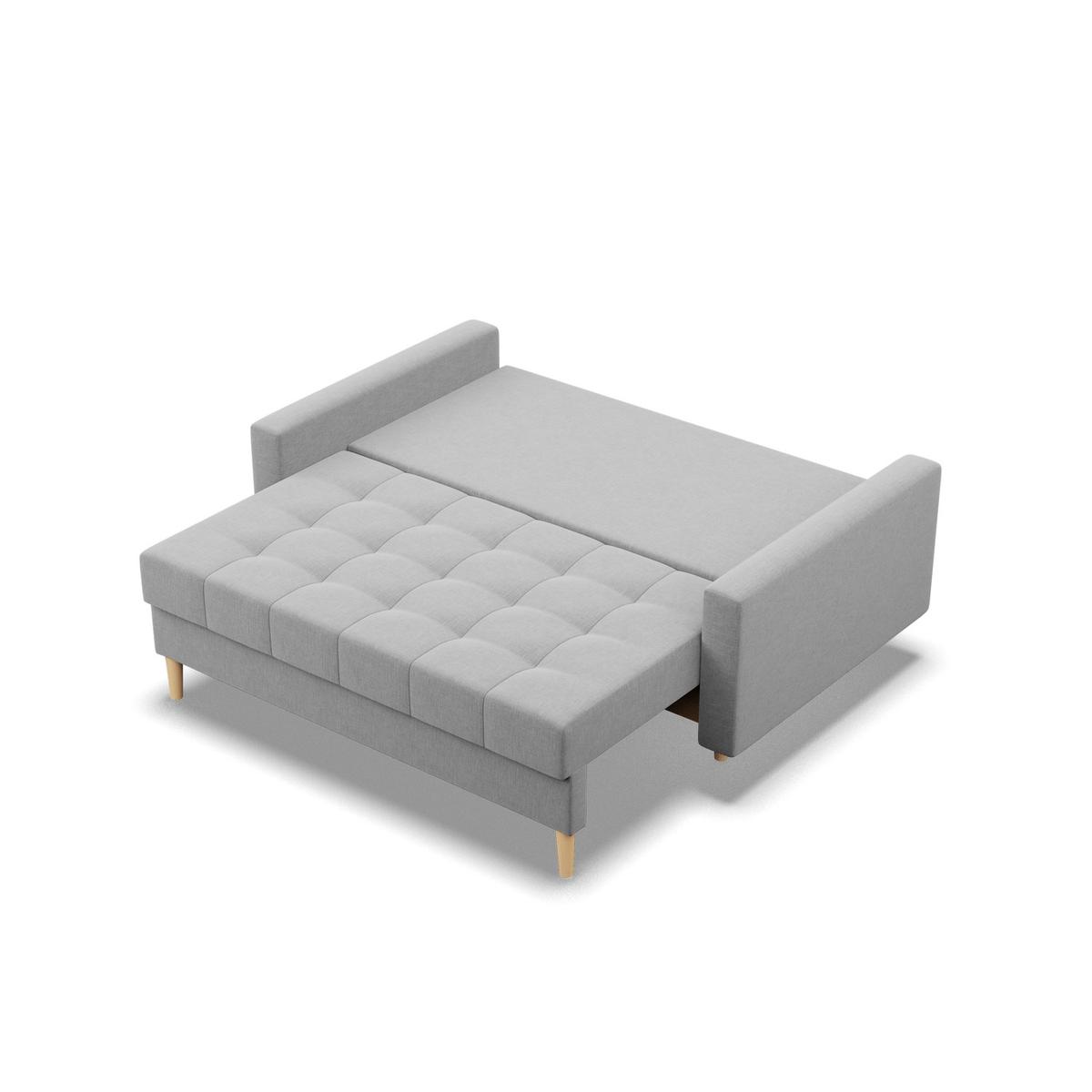 Sofa Elma 152x88x92 cm 2-osobowa skandynawska rozkładana z pojemnikiem na nóżkach do salonu kanapa sprężyna bonell jasna szara nr. 5