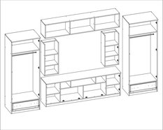 Meblościanka z szafą TAJGA 370x210x53 cm zestaw mebli do salonu RTV Sonoma ciemna Sonoma Jasna MDF - Miniaturka zdjęcia nr 3