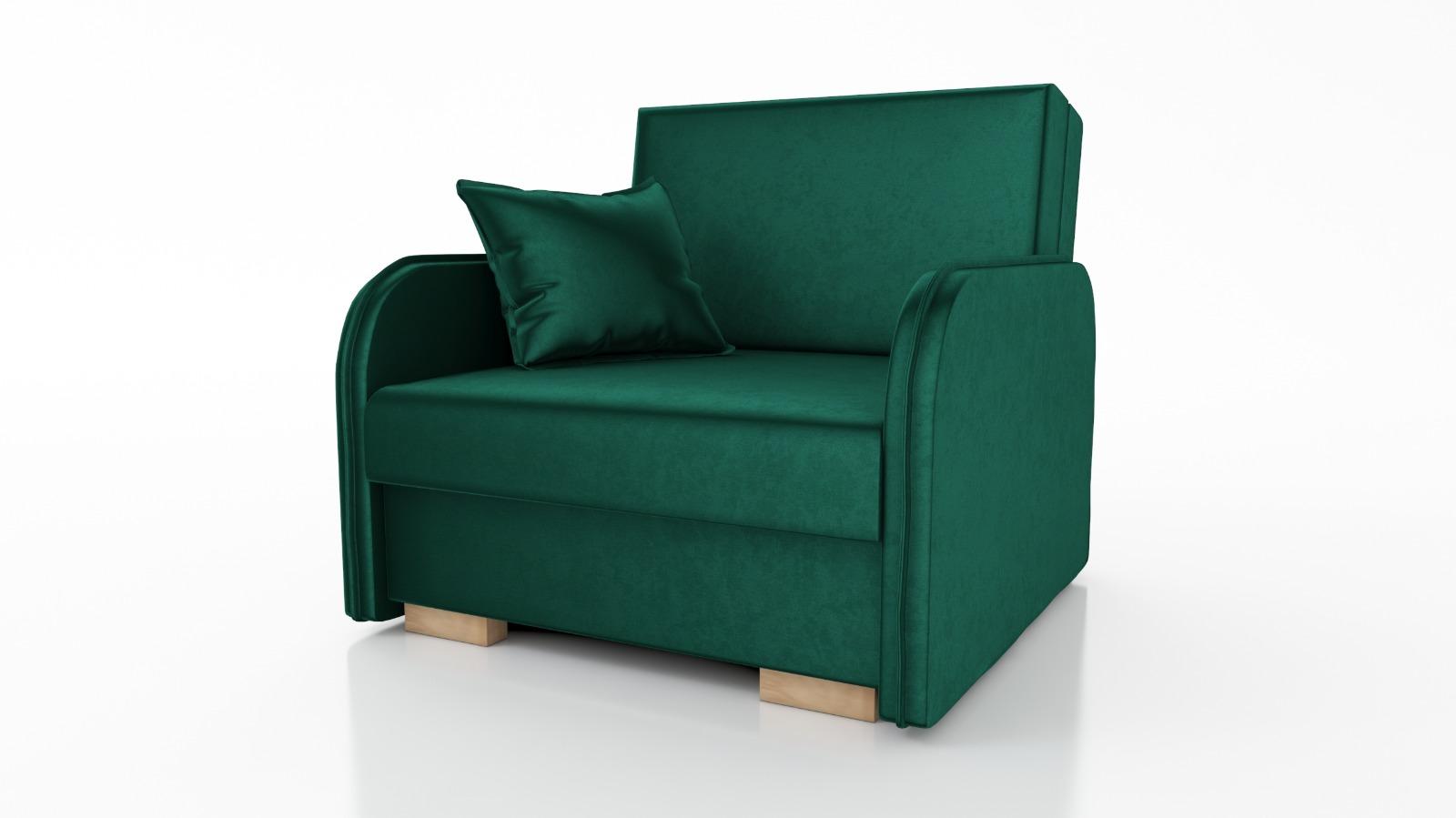 Sofa Gold 98x100x90 z funkcją spania cm do salonu rozkładana monolith ciemnozielony