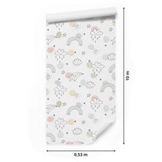 Tapeta Dziecięca Rysowane CHMURKI Gwiazdki Tęcza 53x1000  - Miniaturka zdjęcia nr 2