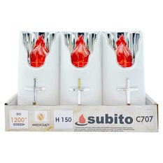 Wkłady do zniczy LED Subito C707 H150 6 sztuk srebrno-czerwony