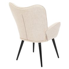 Fotel uszak tapicerowany wypoczynkowy 69x63x89 cm do salonu biura nogi czarne, beżowy - Miniaturka zdjęcia nr 5