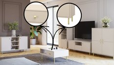 Wysoka komoda NOMI 100x40x113 cm czterodrzwiowa do salonu złote nogi kaszmir loft - Miniaturka zdjęcia nr 4