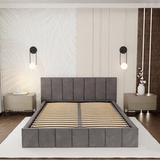 Łóżko tapicerowane 160x200 premium z pojemnikiem do sypialni grafitowe wezgłowie 107 cm - Miniaturka zdjęcia nr 5