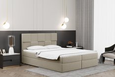 Łóżko CLARA 140x200 cm z funkcją przechowywania i materacem do sypialni beżowe