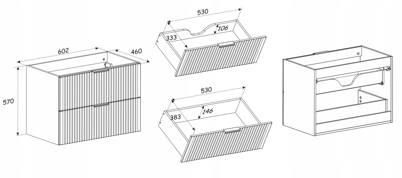 Szafka BELLA 60 cm do łazienki z umywalką z szufladami kaszmir nr. 8