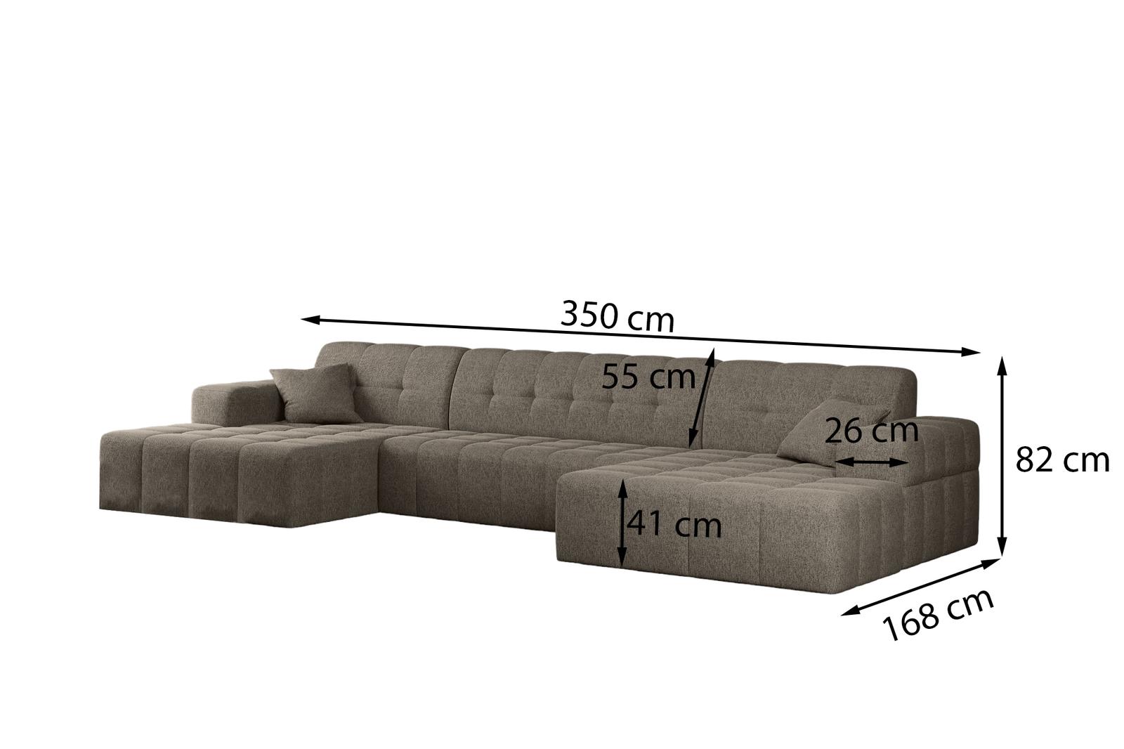 Sofa NIMES 350x82x168 cm bez funkcji spania w kształcie U pikowana do salonu NEVE ciemnoniebieska nr. 3