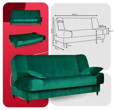 Wersalka kanapa sofa tapczan rozkładana Sara Family meble zielona - Miniaturka zdjęcia nr 9