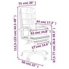 Fotel obrotowy 63x56x122 cm biurowy z regulacją wysokości brązowe sztuczna skóra krzesło do biura lub pokoju czy gabinetu - Miniaturka zdjęcia nr 11