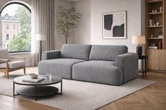 Kanapa z funkcją spania ITALY 253x110x71 cm trzyosobowa sofa rozkładana tkanina FLOW szary - Miniaturka zdjęcia nr 2