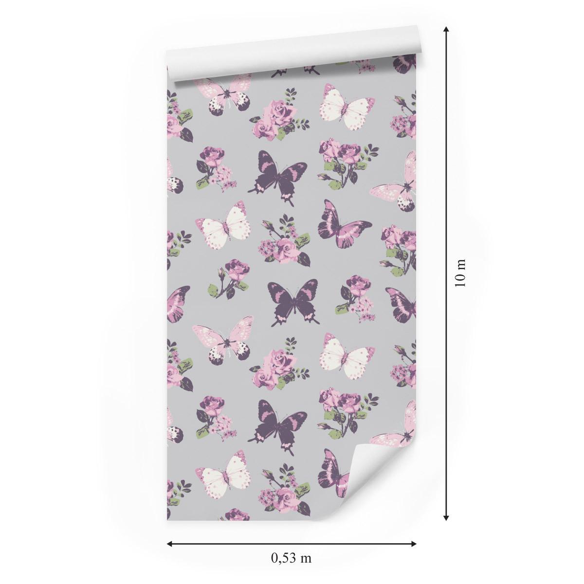 Tapeta w motyle, róże, kwiaty, natura, do salonu  nr. 2