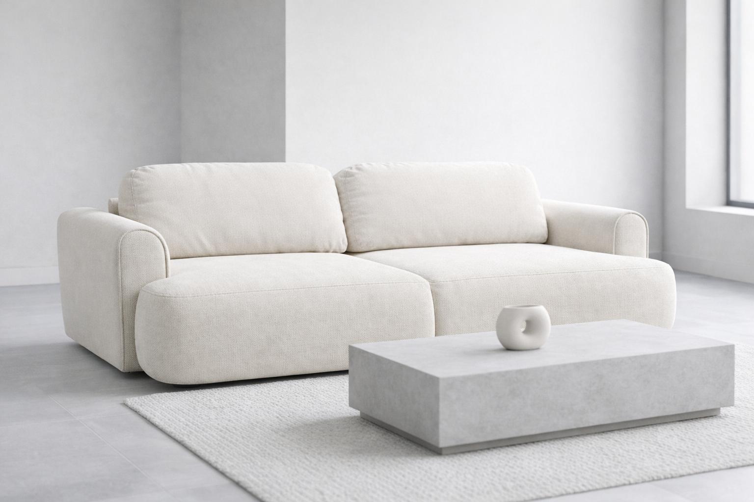 Kanapa z funkcją spania ITALY 250x100x82 cm FLOW 08 trzyosobowa sofa rozkładana tkanina kremowa
