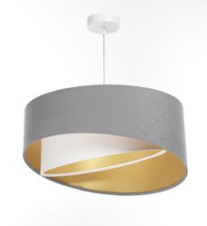 Lampa 45 cm do sypialni salonu wisząca asymetryczna szaro-biała - Miniaturka zdjęcia nr 4