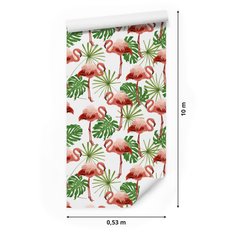 Tapeta we flamingi liście zieleń natura, sypialnia  - Miniaturka zdjęcia nr 2