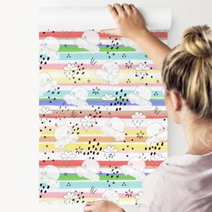 Tapeta Dla Dzieci Białe SAMOCHODY Tęczowe Paski 53x1000  - Miniaturka zdjęcia nr 5
