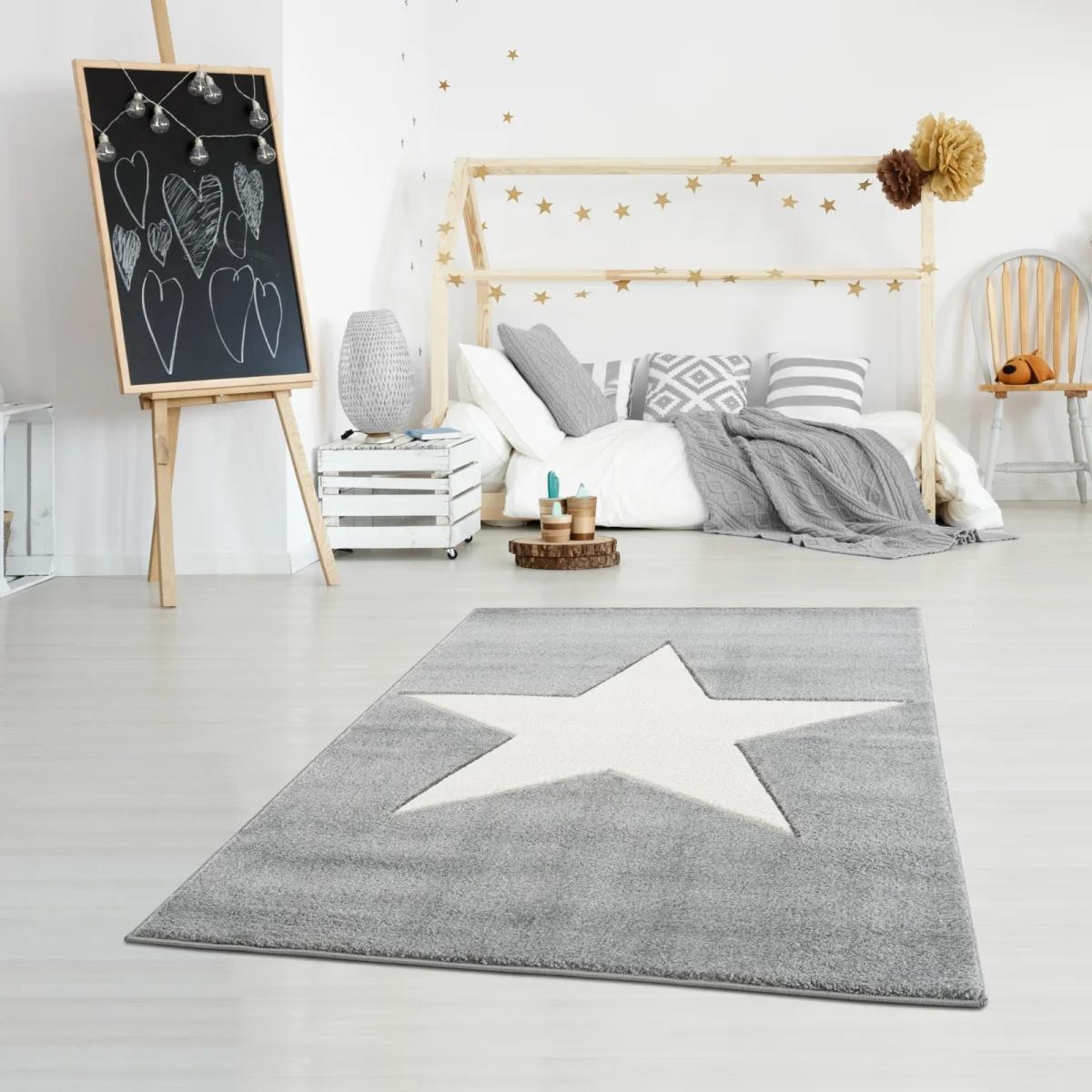 Dywan dziecięcy Big Star Grey 120x180 cm do pokoju dziecięcego szary z gwiazdą