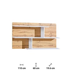 Szafka wisząca 110x19,6x60 cm z czterema półkami dąb wotan biel arktyczna do pokoju - Miniaturka zdjęcia nr 2