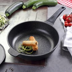 Patelnia 24 cm ceramiczna marmurowa głęboka indukcja gaz do kuchni - Miniaturka zdjęcia nr 2