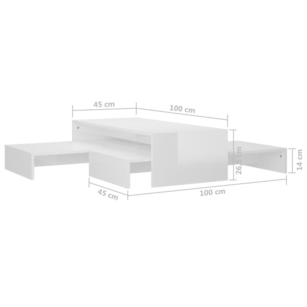 Stoliki kawowe 100x100x26,52 cm 2szt wsuwane białe z połyskiem do salonu nr. 9