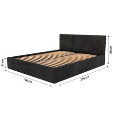 Łóżko tapicerowane do sypialni 180x200x88 cm podwójne z pojemnikiem basic czarne - Miniaturka zdjęcia nr 16