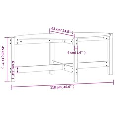 Stolik kawowy 118x63x45 cm z litego drewna sosnowego szary do salonu - Miniaturka zdjęcia nr 8