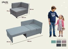 Sofa dla dzieci Viluś 106x80x75 cm narożnik jednoosobowy do pokoju z funkcją spania i przechowywania szary - Miniaturka zdjęcia nr 8