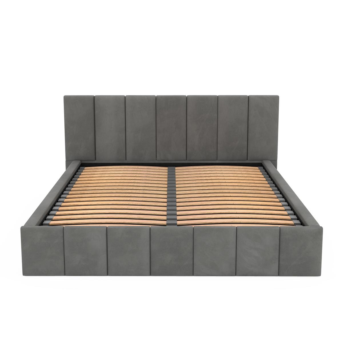 Łóżko tapicerowane 160x200 premium z pojemnikiem do sypialni szare wezgłowie 107 cm nr. 16
