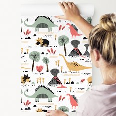 Tapeta Do Pokoju Dziecka Wulkany DINOZAURY Liście  - Miniaturka zdjęcia nr 4