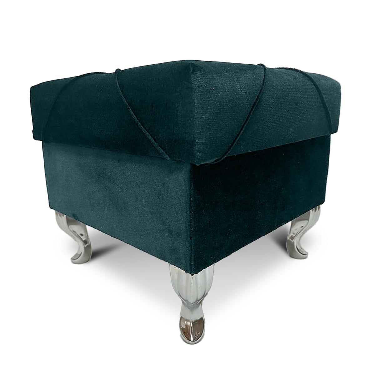 Pufa LUDWIK 45x45x43 cm glamour z kryształkami elegancka butelkowa zieleń do salonu nr. 3