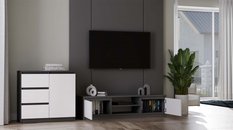 Szafka RTV Malwa 36x140x40 cm do salonu stolik pod telewizor antracyt biały - Miniaturka zdjęcia nr 4