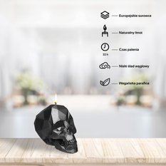 Świeca Skull Low-Poly Black Metallic Small - Miniaturka zdjęcia nr 3