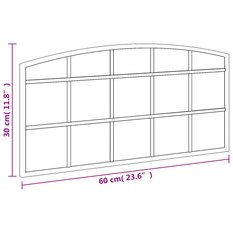 Lustro 60x30 cm ścienne zakończone łukiem żelazo czarne - Miniaturka zdjęcia nr 7