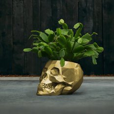 Doniczka betonowa Skull Low-Poly 7,6 cm | Klasyczne Złoto - Miniaturka zdjęcia nr 9